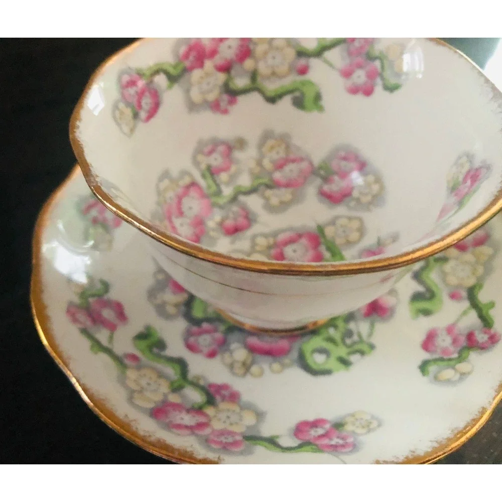Royal Albert May Blossom Tea Cup Bone China England Floral Pattern Gold Rim